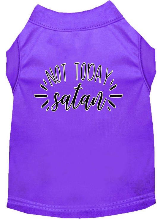 Not Today Satan Screen Print Dog Shirt Purple XXXL